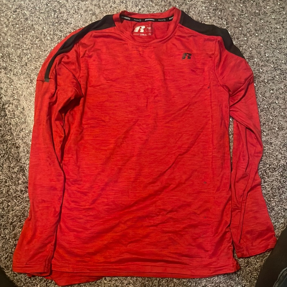 Red Russell Athletic Long Sleeve Dri-Power 360